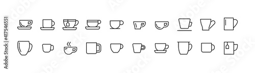 Stroke vector cup line icons.