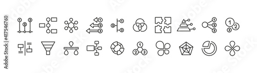 Set of simple infographics line icons.
