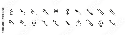 Set of simple pen line icons.