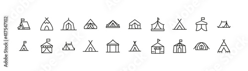 Set of tent line icons photo