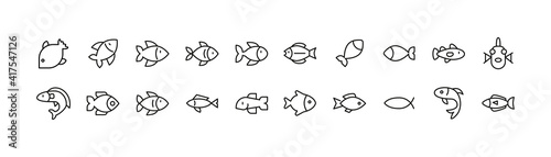 Editable vector pack of fish line icons.