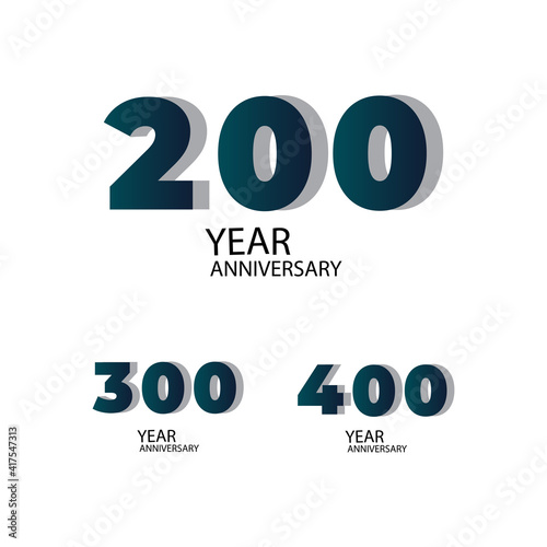 Set Year Anniversary Vector Template Design Illustration Blue Elegant White Background