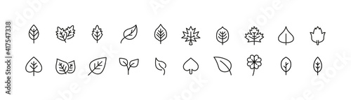 Simple line set of leaf icons.
