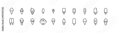 Editable vector pack of ice cream line icons