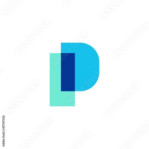p letter mark overlapping overlay color logo vector icon illustration