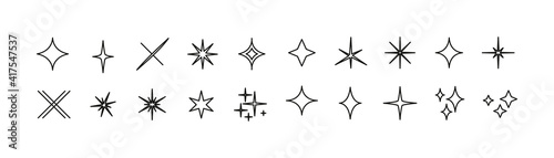 Set of simple sparkle line icons
