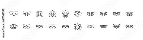 Set of eye mask line icons.