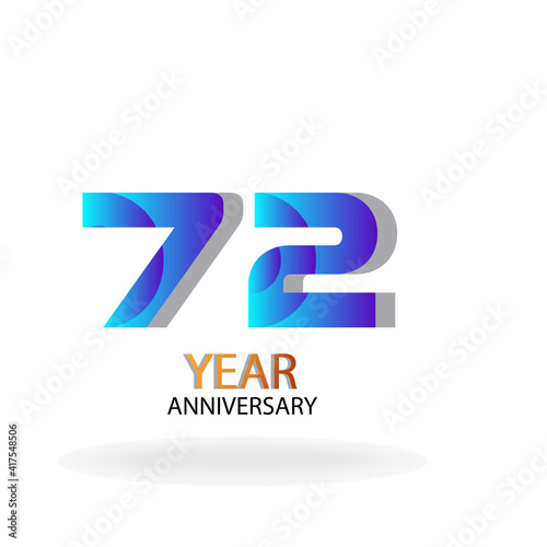 Year Anniversary Vector Template Design Illustration Blue Elegant White Background