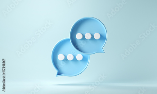 Two bubble talk or comment sign symbol on blue background. 3d render.