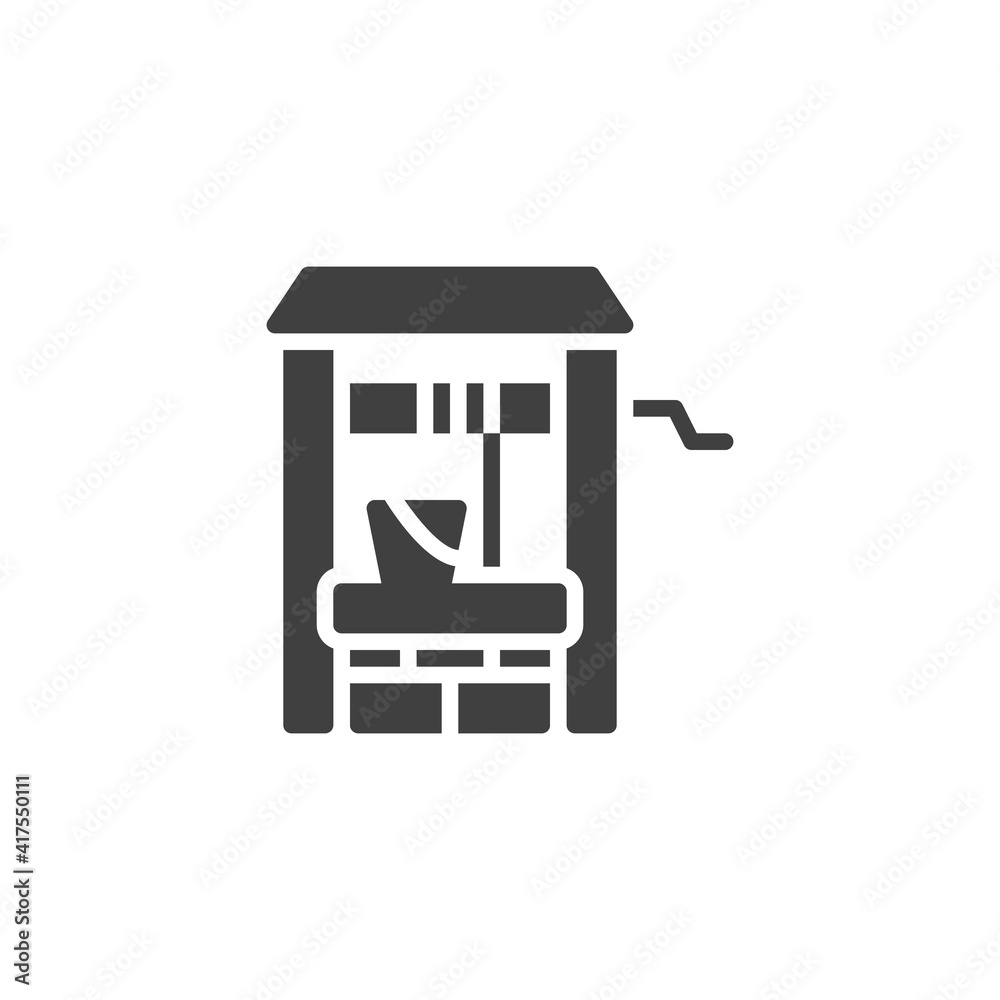 Fototapeta premium Water well vector icon. filled flat sign for mobile concept and web design. Well and water bucket glyph icon. Symbol, logo illustration. Vector graphics