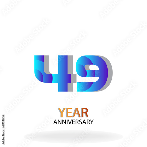 Year Anniversary Vector Template Design Illustration Blue Elegant White Background
