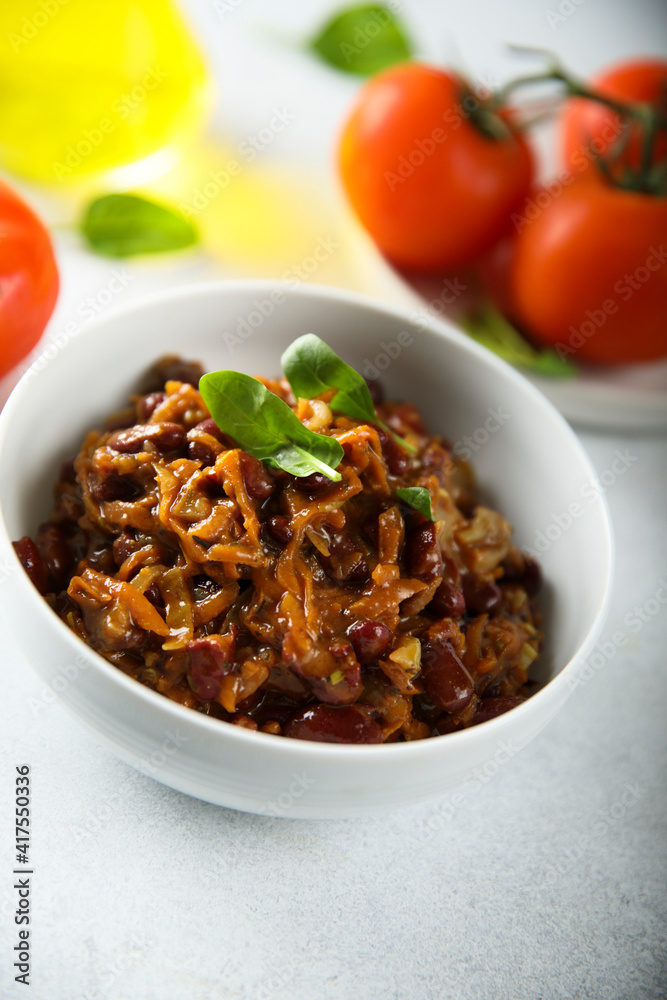 Healthy homemade red bean ragout with vegetables Healthy homemade red bean ragout with vegetables