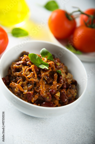 Healthy homemade red bean ragout with vegetables