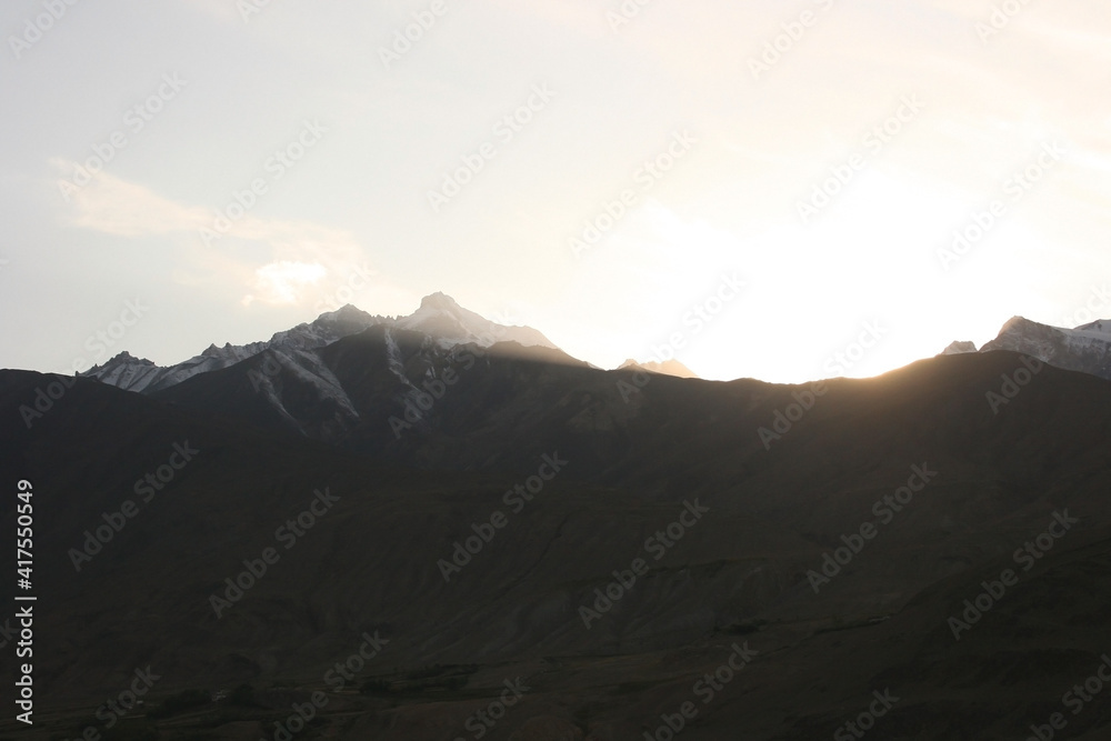 Beautiful landscape of Fann Mountains, Tajikistan. Photo with copy space