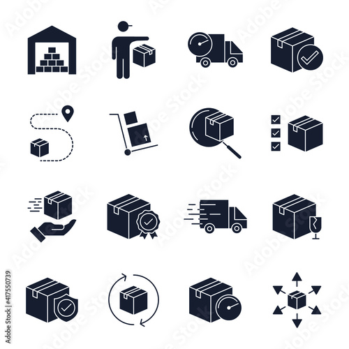 Set of Delivery logistics icon. shipping pack symbol template for graphic and web design collection logo vector illustration