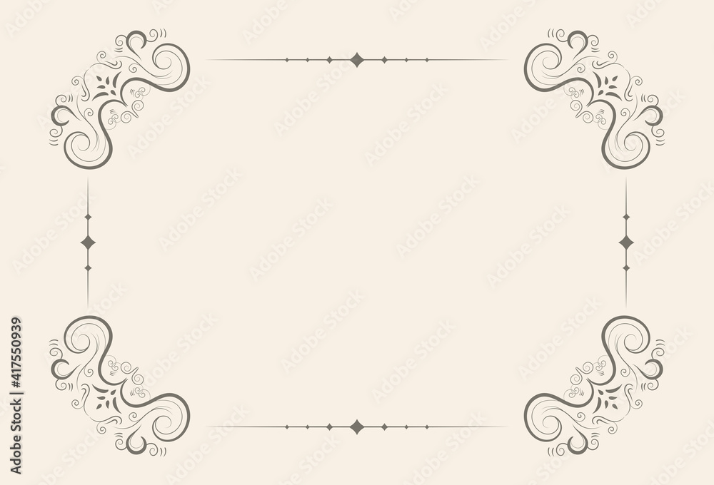 Calligraphic Decorative frame rectangular background with Ornamental golden design, vintage border frame, Vector Calligraphic Decorative frame rectangular background with Ornamental golden design, vintage border frame, Vector