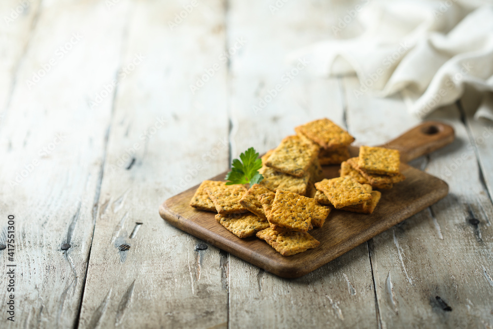 Fototapeta premium Organic homemade crackers with seeds