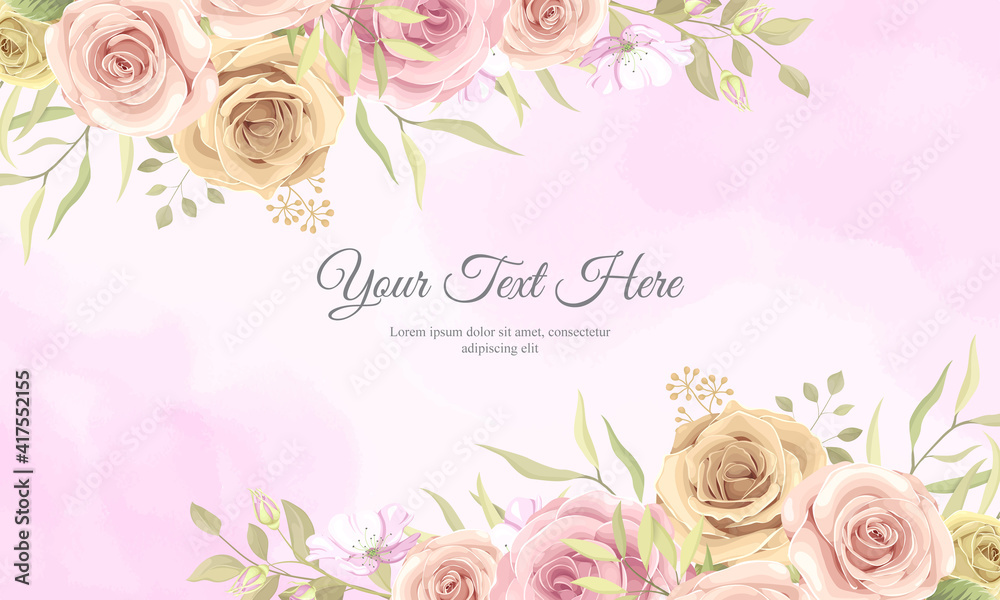 Soft color rose flower frame with editable text