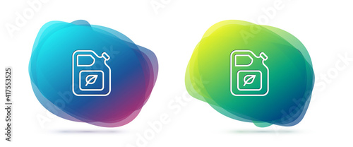 Set line Bio fuel canister icon isolated on white background. Eco bio and barrel. Green environment and recycle. Abstract banner with liquid shapes. Vector.
