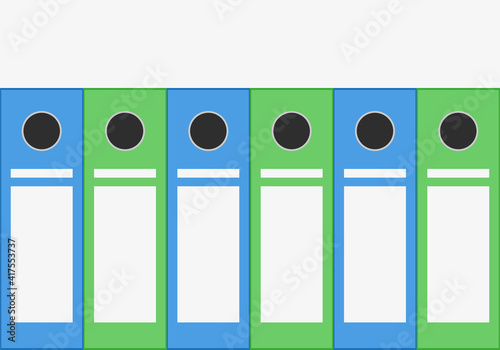 Archivos azul y verde de una oficina.