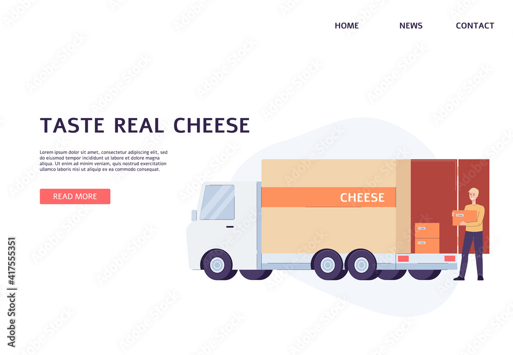 Web banner for cheese creamery or dairy factory flat vector illustration. Web banner for cheese creamery or dairy factory flat vector illustration.