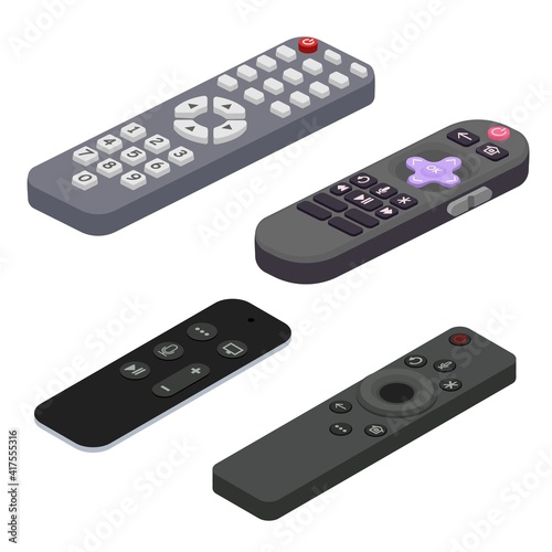 Remote icons set. Isometric set of remote vector icons for web design isolated on white background
