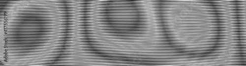 Futuristic abstract shapes with linear texture with moire effect. Monochrome background saver for interior decor, wall panel, mobile apps, business card, image of blog. Vector illustration