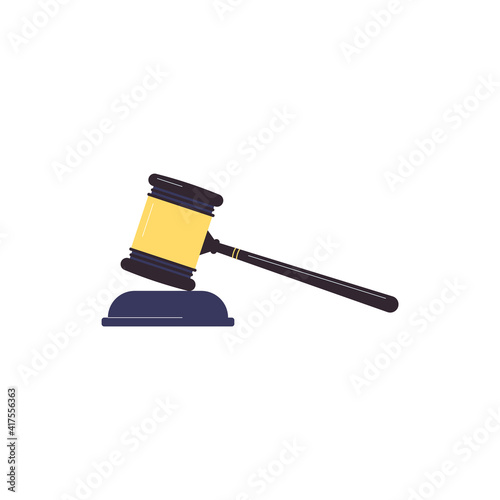 Judge or auctioneer gavel or hammer cartoon flat vector illustration isolated.