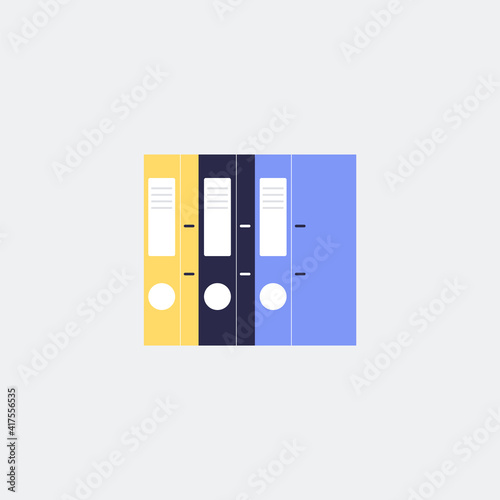 Documents cardboard files and folders flat vector illustration isolated on blue.