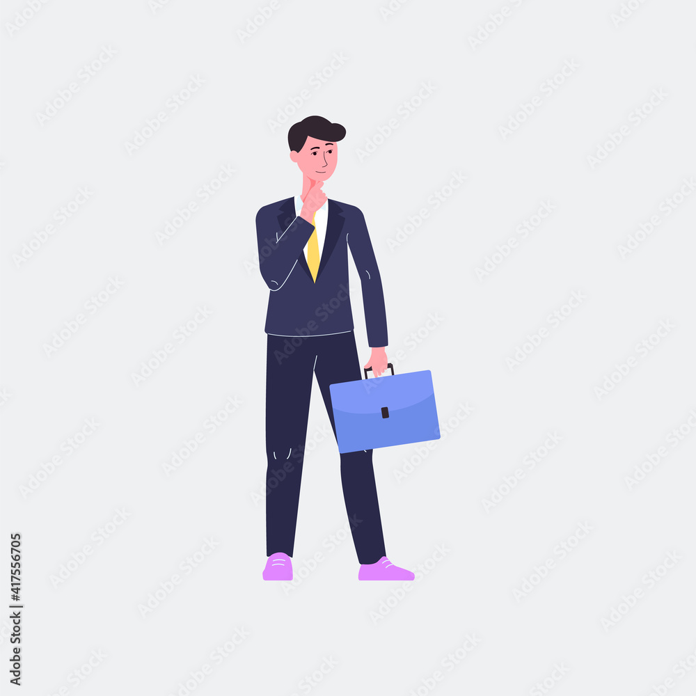 Executive or office worker man with briefcase flat vector illustration isolated. Executive or office worker man with briefcase flat vector illustration isolated.