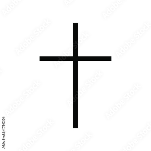 Cross vector shape symbol. Christianity sign. Christian religion icon. Catholic and protestant faith logo or image. Silhouette isolated on background.
