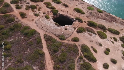 Drone footage of Benagil Cave in Algarve, Portugal