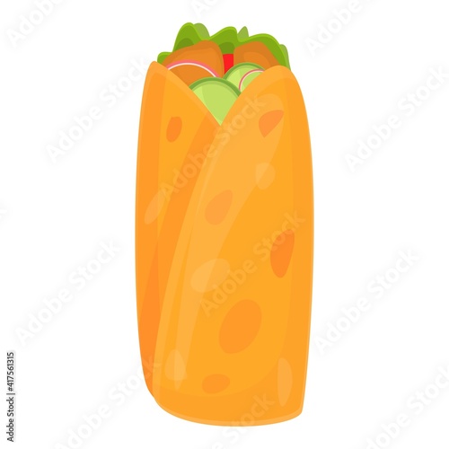 Pita bread kebab icon. Cartoon of pita bread kebab vector icon for web design isolated on white background