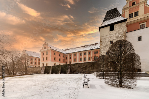 Olomouc - Jesuitical convict on the hill next to the park in the center of city in winter.