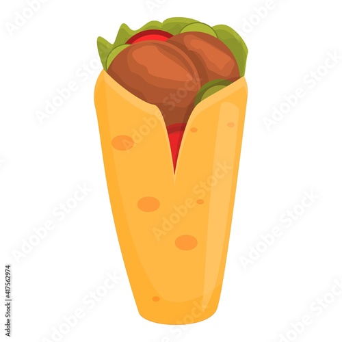 Kebab falafel icon. Cartoon of kebab falafel vector icon for web design isolated on white background