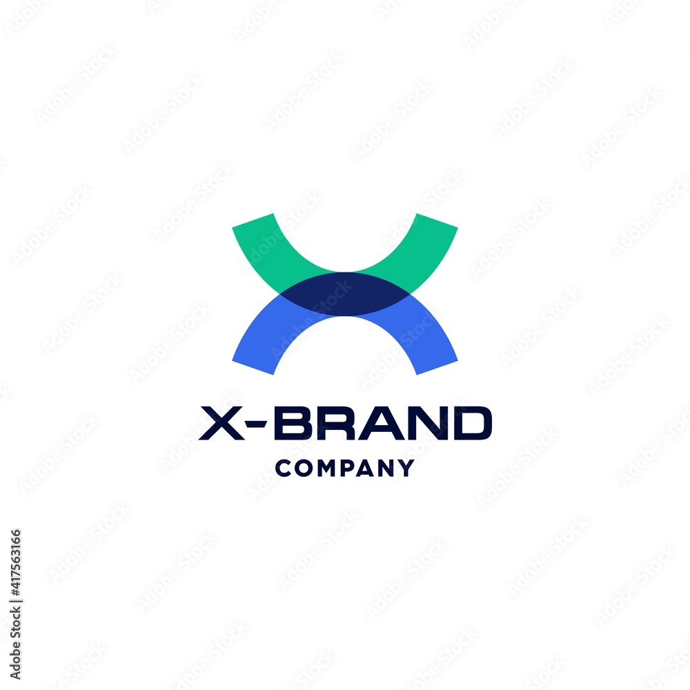 Fototapeta premium X logo letter in modern overlapping color style vector icon design