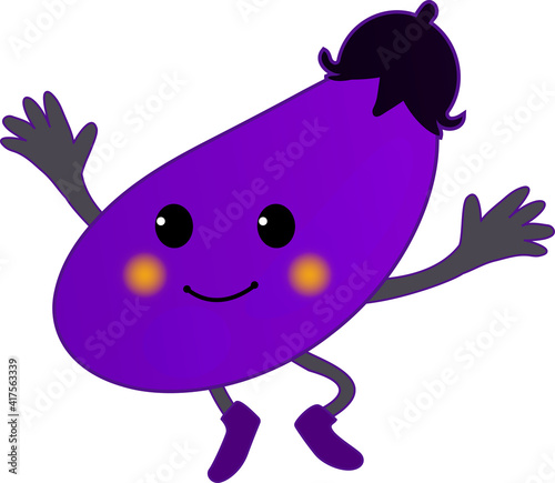 万歳するなすびの可愛いキャラクター