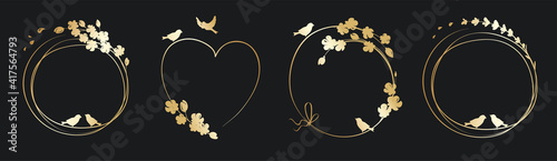 Frames for Wedding invitation. Set vector design elements, golden floral frames.