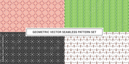 Set of geometrical Seamless Pattern vector background, texture ornament.