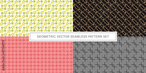 Set of geometrical Seamless Pattern vector background, texture ornament.