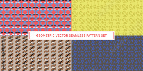 Set of geometrical Seamless Pattern vector background, texture ornament.