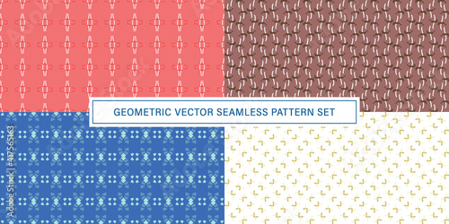 Set of geometrical Seamless Pattern vector background, texture ornament.