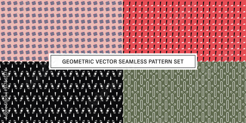 Set of geometrical Seamless Pattern vector background, texture ornament.