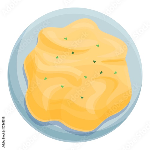 Plate potato puree icon. Cartoon of plate potato puree vector icon for web design isolated on white background