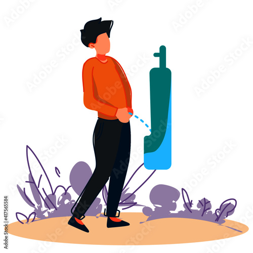 peeing man urine toilet vector flat 
