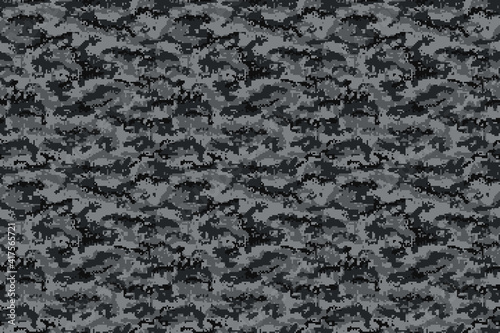 Black digital camouflage background texture. Vector