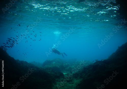 underwater scuba divers . caribbean sea Curacao