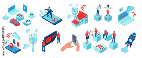 Internet 5g Isometric Set