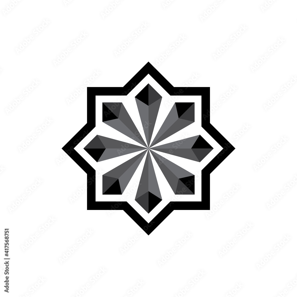 3D Black crystal logo design vector