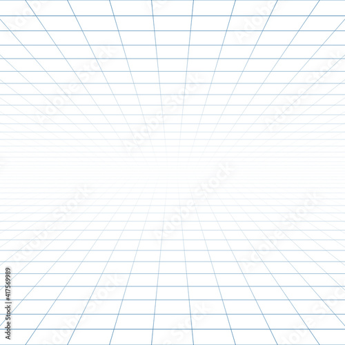 Vector perspective grid. Abstract wireframe landscape. 3d vector illustration.